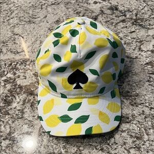 New Kate Spade Lemon Print Cap with Black Spade Logo adult size